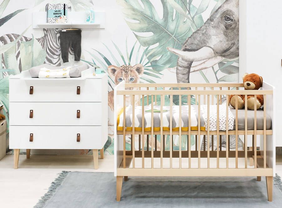 Bopita Indy 2-delige Babykamer Bed Commode Wit/naturel