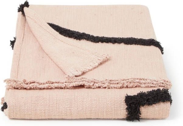 HKliving Plaid geweven pistachio met zwarte strepen 130x170 cm