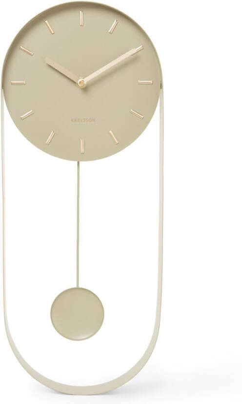 Karlsson Wandklok Pendulum Charm Staal Olijfgroen 4, 8x50x20cm