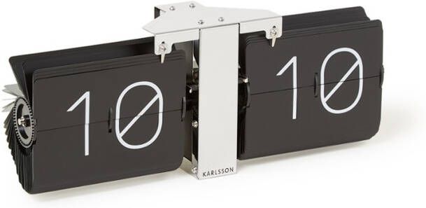 Karlsson Tafelklok Flip 36 X 8,5 X 14 Cm Chroom Zwart