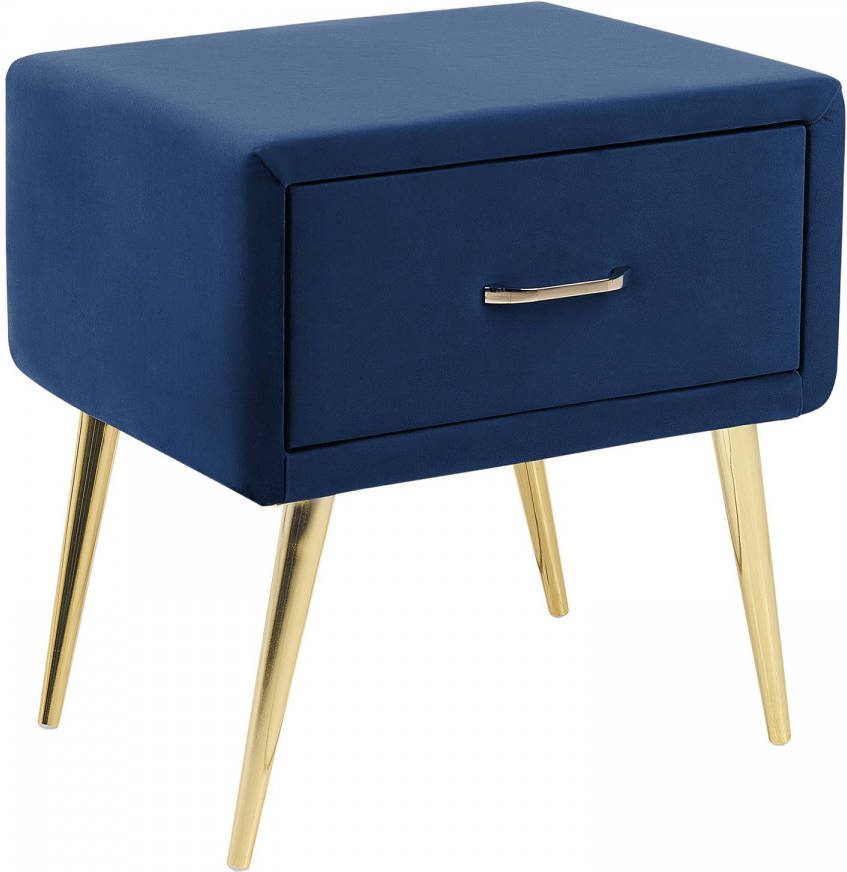 Beliani Flayat Nachtkast blauw fluweel