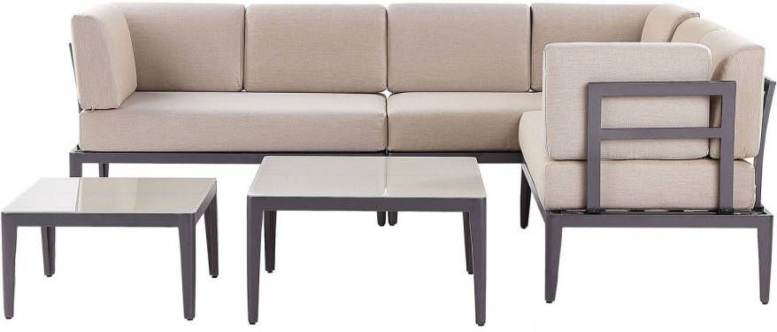 Beliani Rima Iii Loungeset grijs polyester, Aluminium