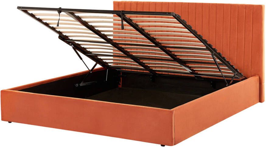 Beliani VION Bed met opberger oranje 180x200