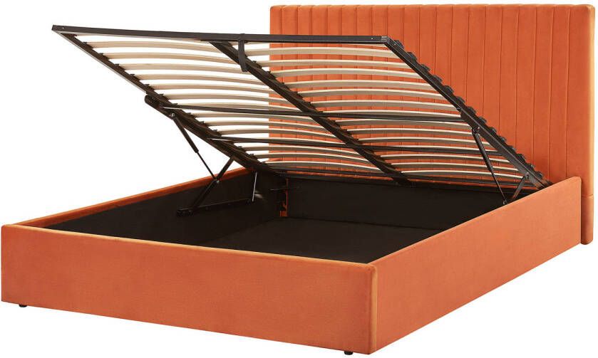 Beliani VION Bed met opberger oranje 140x200