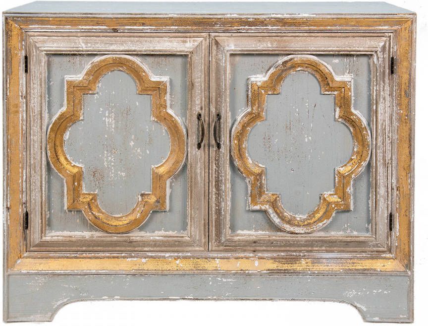 Clayre & Eef Dressoir 120*38*91 Cm Grijs Hout Ladekast Opbergkast Halfhoge Kast Grijs Ladekast Opbergkast