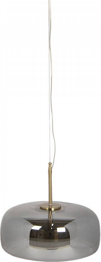 Clayre & Eef Hanglamp Ø 33x16/160 Cm Led Grijs Metaal Hanglamp Eettafel Hanglampen Eetkamer Grijs Hanglamp Eettafel