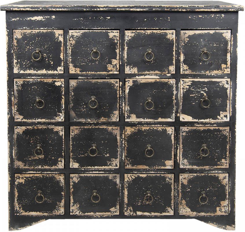 Clayre & Eef Ladekast 96*40*94 Cm Zwart Hout Kast Opbergkast Sidetable Zwart Kast Opbergkast