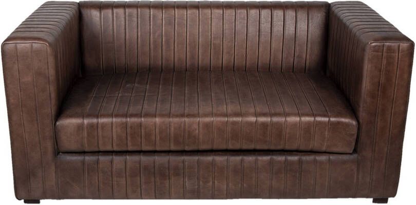 Clayre & Eef Loungebank 2 zits 155x79x72 Cm Bruin Leder Rechthoek Zitbank Sofabank Bruin Zitbank Sofabank