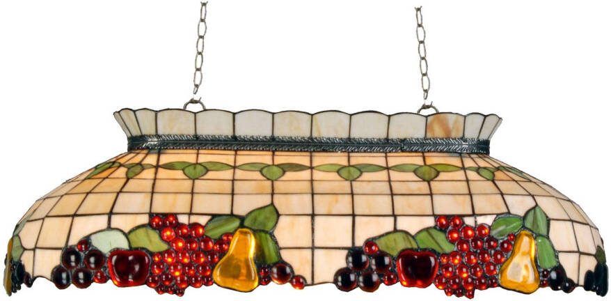 Clayre & Eef Tiffany Leestafel Pooltafellamp Fruit Compleet Groen, Beige, Rood, Geel Glas, Metaal, Kunststof
