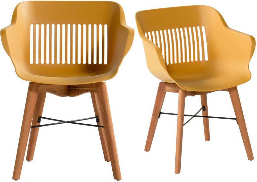 Hartman Jill Tuinstoel Set Van 2 Curry Geel Houten Onderstel