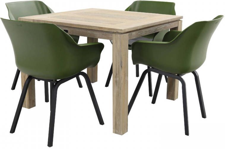 Hartman Sophie tuinstoel Moss Green/Rome grey 100 cm. 5 delig Leen Bakker