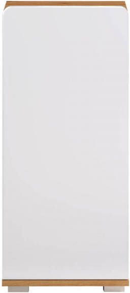 Hioshop Ciara Badkamerkast B, 1 Deur Artisanaal Eiken Decor, Wit Hoogglans.