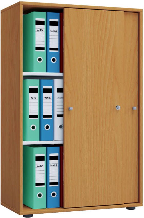 Hioshop Lona XL Kantoorkast met 2 schuifdeuren en slot Beuken decor.