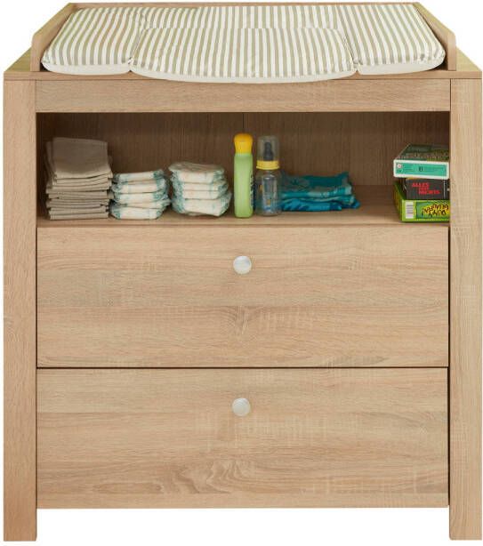 Hioshop Olja Commode Met 2 Lades En 1 Plank, Eiken Decor.