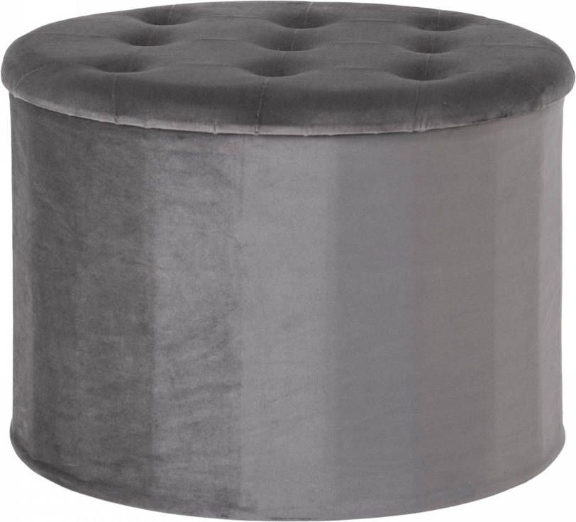 Hioshop Turup Poef Met Opbergruimte, Velour Donkergrijs.