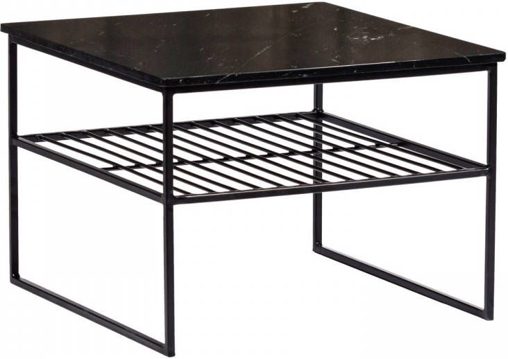 LivingFurn Vierkante Salontafel 'Dian' Zwart Marmer/Zwart, 55 x 55cm