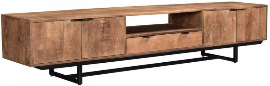 Livingfurn TV Meubel Valdez 220 cm Mangohout/Gecoat Staal