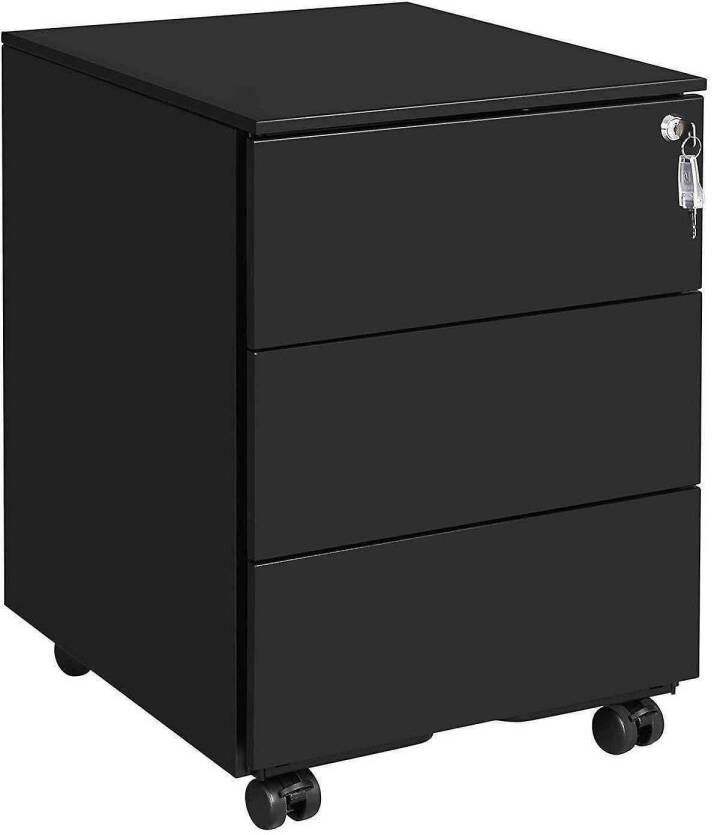 Nancy &apos, s Ladeblok Zwart Ladeblok Bureau Met Slot 3 Lades 55 X 45 X 39 Cm