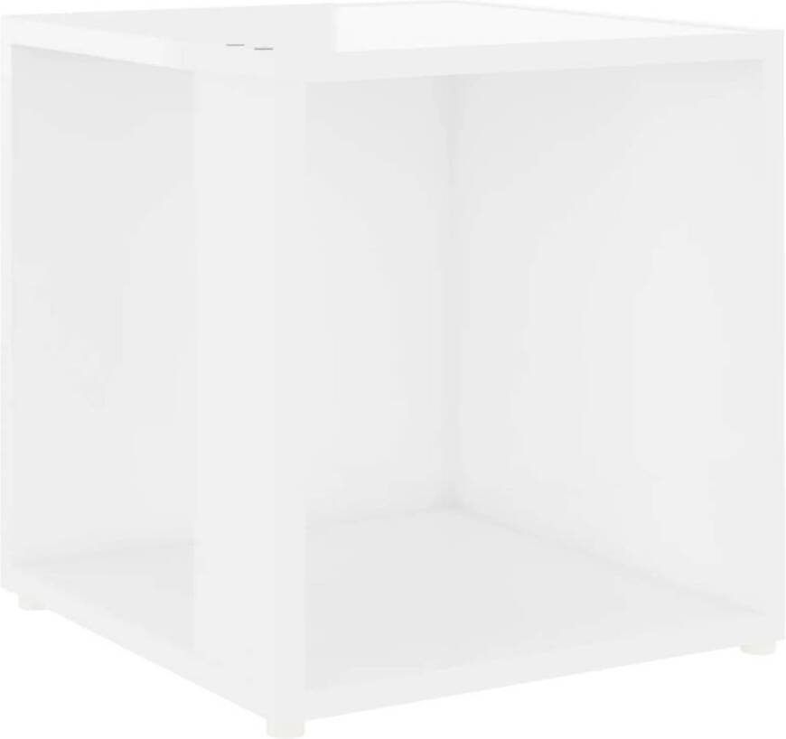 vidaXL Bijzettafel 33x33x34, 5 cm spaanplaat hoogglans wit