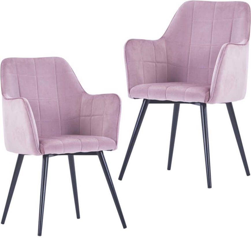 vidaXL Eetkamerstoelen 2 st fluweel roze