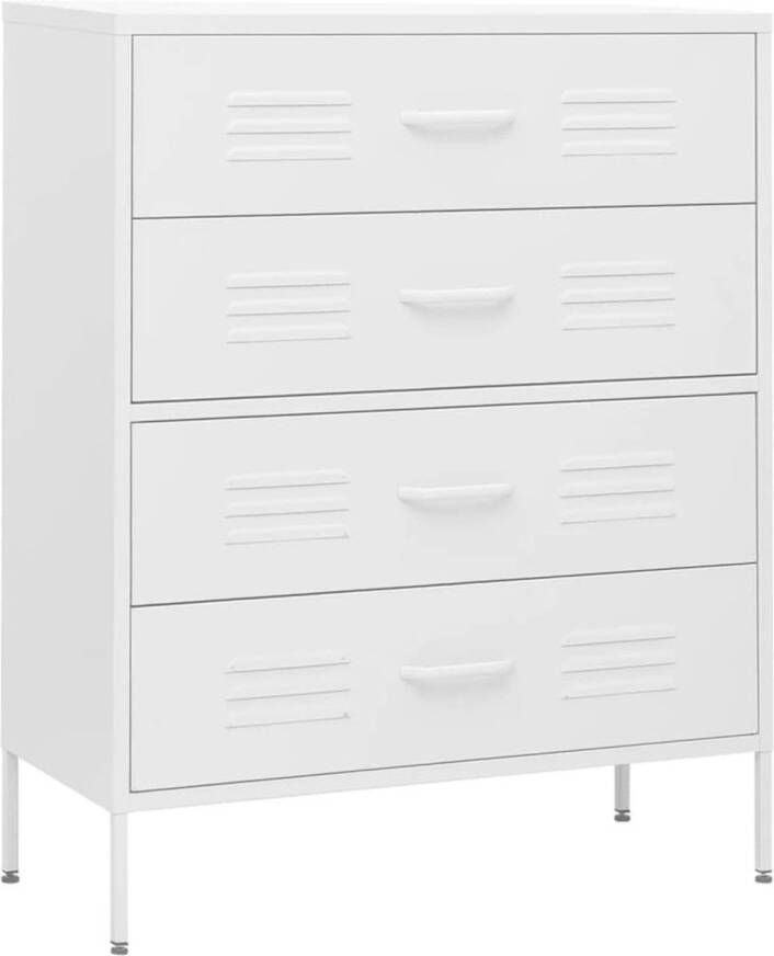 vidaXL Ladekast 80x35x101, 5 cm staal wit