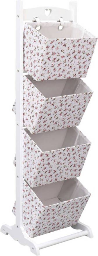 vidaXL Mandenrek 4 laags bloem 35x35x125 cm hout