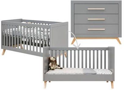 bopita Babykamer Fenna 2 delig ombouwbaar 70 x 140 cm grijs/natuur