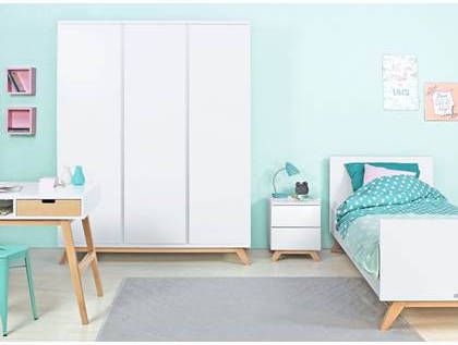 Bopita Lynn nachtkastje greeploos Wit/Naturel