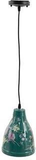 Clayre & Eef Hanglamp Ø 18x75 Cm Groen Roze Keramiek Bloemen Hanglamp Eettafel Hanglampen Eetkamer Woonaccessoires