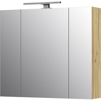 GERMANIA Spiegelkast Avino Breedte 76 cm, 3 deurs, ledverlichting, schakelaar/contactdoos, glasplateaus