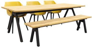Hartman tuinset Sophie Studio Yellow/Mason teak tafel 240 cm. + bank
