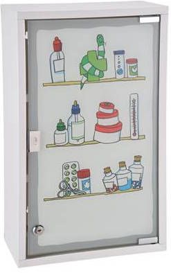 Huismerk Premium Medicijnenkastje Staal Met Slot & Print 50 x 30 x 15 cm