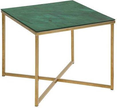 Hioshop Alison hoektafel 50x50 cm groen marmerprint, gouden chroom.