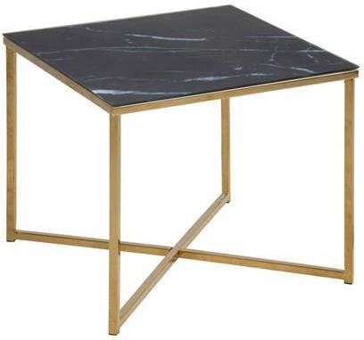 Hioshop Alison hoektafel 50x50 cm zwart marmerprint, gouden chroom.