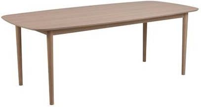 Hioshop Assor Eetkamertafel Ovaal, Voorbereid Voor Extra Bladen, Wit Geolied Eiken Decor.