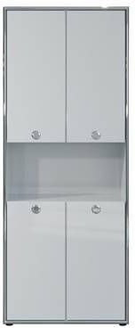 Hioshop Infinity Kantoorkast 4 Deuren, 1 Open Vak Wit Hoogglans, Chroom.