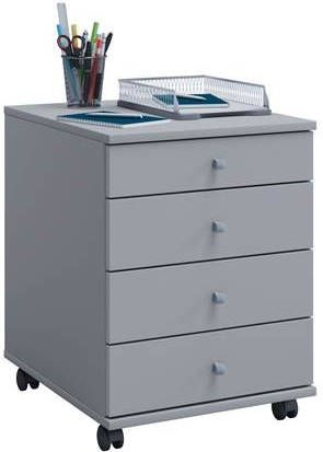 Hioshop Lona Ladekast Voor Kantoor, Lade Sectie, Cassette Op Wielen Met 4 Lades Grijs.