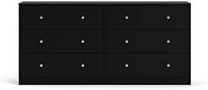 Hioshop Maria kommode breed met 6 lades, zwart.