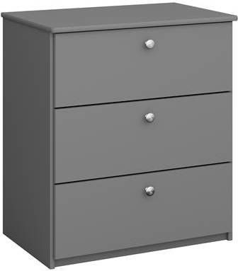 Hioshop Molly, Oscar Kids kommode met 3 laden grijze lak.