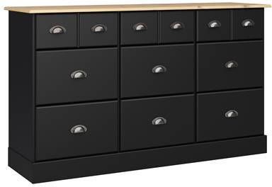 Hioshop Noah Kommode In Gelakt Koffiekleurig Pijnboomhout Met 6+3 Lades .