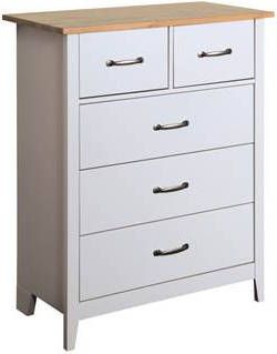 Hioshop Nord ladekast 3+2 lades, lichtgrijs gebeitst.