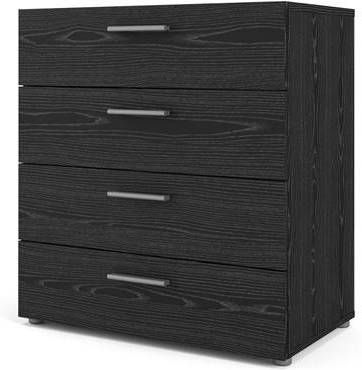 Hioshop Petra kommode 4 laden zwart essen decor.