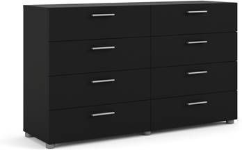 Hioshop Petra kommode breed met 8 lades, matzwart.