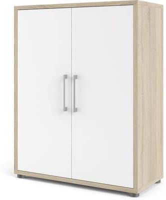 Hioshop Prisme Dossierkast met 2 deuren, eiken decor, wit