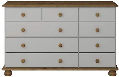 Hioshop Richard ladekast 9 lades gelakt grijs gebeitst.