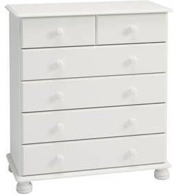 Hioshop Richard ladekast met 2 kleine en 4 grote lades, wit.