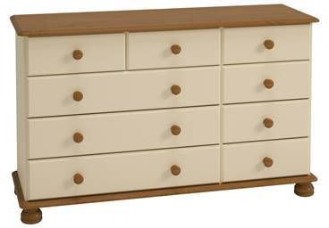 Hioshop Richard ladekast met 9 lades, crème geverfd.