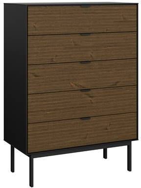 Hioshop Soma kommode met 5 laden, zwart, bruin.