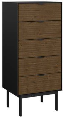 Hioshop Soma kommode met 5 laden, zwart, bruin.