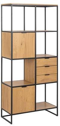 Hioshop Swindon Wandkast 4 Planken, 2 Deuren, 3 Laden Decor Wilde Eik.